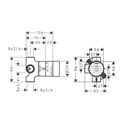 HansGrohe İç Set Trio Yönlendirici Valf, Ankastre Montaj İçin - 15984180 - 2