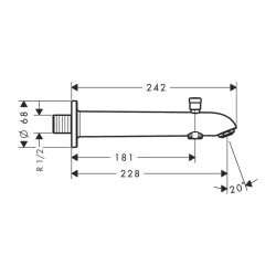 HansGrohe Küvet Gagası 22.8 Cm, Yönlendiricili - 13424000 - 2