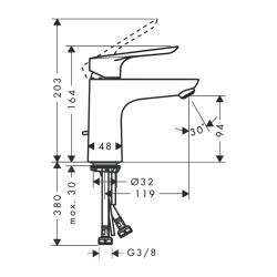 HansGrohe Logis E Tek Kollu Lavabo Bataryası 100 Kumandalı - 71178000 - 2