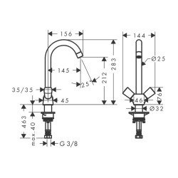 HansGrohe Logis M31 2 - Volanlı Eviye Bataryası 220, 1Jet - 71280000 - 2