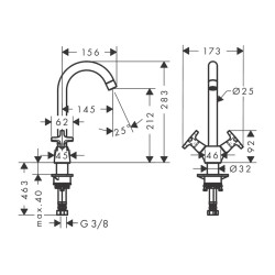 HansGrohe Logis M32 2 - Volanlı Eviye Bataryası 220, 1Jet - 71285000 - 2