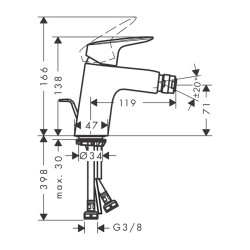 HansGrohe Logis Tek Kollu Bide Bataryası 70 Kumandalı - 71204000 - 2