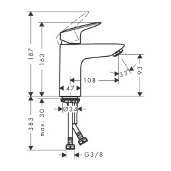 HansGrohe Logis Tek Kollu Lavabo Bataryası 100 Coolstart, Kumandasız - 71103000 - 2