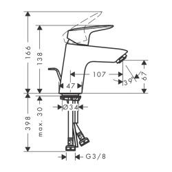 HansGrohe Logis Tek Kollu Lavabo Bataryası 70 Coolstart, Kumandalı - 71072000 - 2