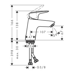 HansGrohe Logis Tek Kollu Lavabo Bataryası 70 Coolstart, Kumandasız - 71073000 - 2