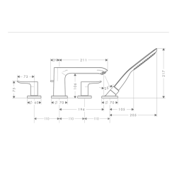 HansGrohe Metris 4 - Delikli Küvet Kenarı Banyo Bataryası - 31442000 - 2