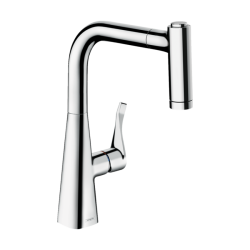 HansGrohe Metris M71 Tek Kollu Eviye Bataryası 220, Çekilebilir El Duşu, 2Jet - 14834000 - 1