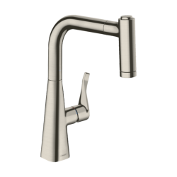 HansGrohe Metris M71 Tek Kollu Eviye Bataryası 220, Çekilebilir El Duşu, 2Jet - 14834800 - 1