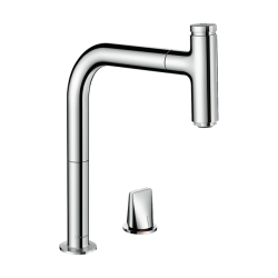 HansGrohe Metris Select M71 2 - Delikli Tek Kollu Eviye Bataryası 200, Eco, Çekilebilir Gaga, 1Jet, Sbox - 73825000 - 1