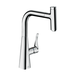 HansGrohe Metris Select M71 Tek Kollu Eviye Bataryası 240, Çekilebilir Gaga, 1Jet, Sbox - 73802000 - 1