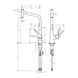 HansGrohe Metris Select M71 Tek Kollu Eviye Bataryası 320, Çekilebilir Gaga, 1Jet - 14884000 - 2