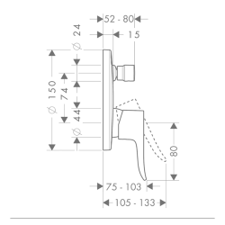 HansGrohe Metris Tek Kollu Banyo Bataryası Ankastre Montaj - 31493000 - 2