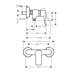 HansGrohe Metris Tek Kollu Duş Bataryası Aplike - 31680000 - 2