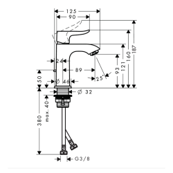 HansGrohe Metris Tek Kollu Lavabo Bataryası 100 Kumandalı, Küçük Lavabolar İçin - 31088000 - 3