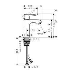 HansGrohe Metris Tek Kollu Lavabo Bataryası 100 Kumandasız, Küçük Lavabolar İçin - 31186000 - 2