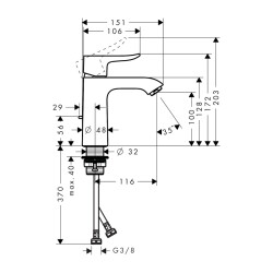 HansGrohe Metris Tek Kollu Lavabo Bataryası 110 Coolstart, Kumandalı - 31121000 - 2