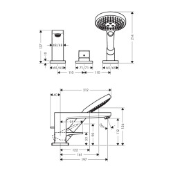 HansGrohe Metropol 3 - Delikli Küvet Kenarı Tek Kollu Banyo Bataryası Çubuk Volan İle - 32550000 - 2