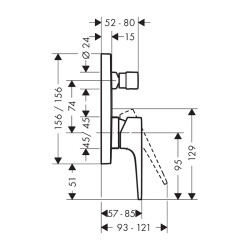 HansGrohe Metropol Tek Kollu Banyo Bataryası Ankastre Montaj, Çubuk Volan İle - 32545140 - 2