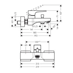 HansGrohe Metropol Tek Kollu Banyo Bataryası Aplike, Çubuk Volan İle - 32540000 - 2