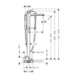 HansGrohe Metropol Tek Kollu Banyo Bataryası Çubuk Volan İle Yerden - 32532000 - 2