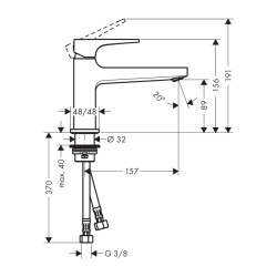 HansGrohe Metropol Tek Kollu Lavabo Bataryası 100 Coolstart,Çubuk Volan Ve Bas - Aç Gider Seti İle - 32503000 - 2