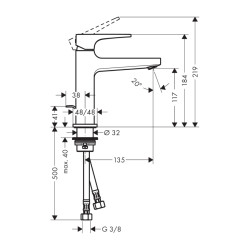 HansGrohe Metropol Tek Kollu Lavabo Bataryası 110 Kumandalı Ve Loop Volan İle - 74506000 - 2