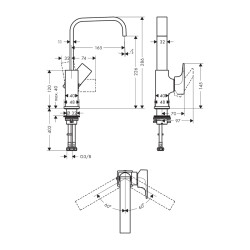 HansGrohe Metropol Tek Kollu Lavabo Bataryası 230 Çubuk Volan Ve Bas - Aç Gider Seti İle - 32511670 - 2