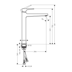 HansGrohe Metropol Tek Kollu Lavabo Bataryası 260 Çubuk Volan, Bas - Aç Gider Seti İle, Çanak Lavabolar İçin - 32512340 - 2