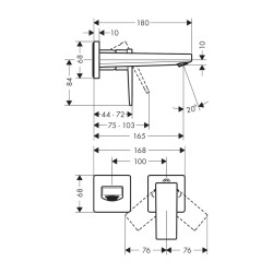 HansGrohe Metropol Tek Kollu Lavabo Bataryası Çubuk Volan, Ankastre Duvara Monte, 16.5 Cm Gaga İle - 32525000 - 2