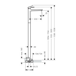 HansGrohe Metropol Tek Kollu Lavabo Bataryası Kumandasız, Çubuk Volan, Yerden - 32530000 - 2