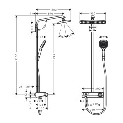 HansGrohe Raindance E Duş Kolonu 360 1 Jet, Showertablet Select 300 İle - 27288400 - 2