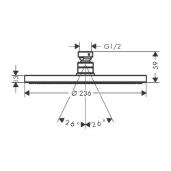 HansGrohe Raindance S Tepe Duşu 240 1 Jet, Powderrain - 27623670 - 2