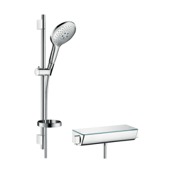 HansGrohe Raindance Select S Aplike Duş Sistemi 150 3Jet, Ecostat Select Termostat Ve 65 Cm Duş Barı İle - 27036000 - 1