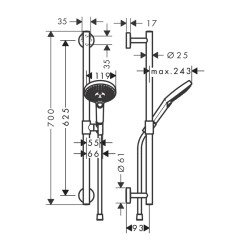 HansGrohe Raindance Select S Duş Seti 120 3 Jet, 65 Cm Duş Barı İle - 26320000 - 2