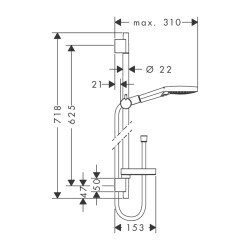 HansGrohe Raindance Select S Duş Seti 120 3 Jet, 65 Cm Duş Barı Ve Sabunluk İle - 26630000 - 2