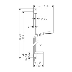 HansGrohe Raindance Select S Duş Seti 120 3 Jet, 90 Cm Duş Barı Ve Sabunluk İle - 26631000 - 2