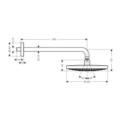 HansGrohe Raindance Select S Tepe Duşu 240 2 Jet, Duş Dirseği İle - 26466000 - 2