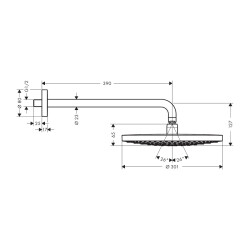 HansGrohe Raindance Select S Tepe Duşu 300 2 Jet, Duş Dirseği İle - 27378400 - 2