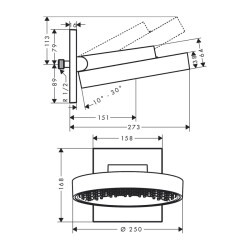 HansGrohe Rainfinity Tepe Duşu 250 1Jet, Duvar Bağlantısı İle - 26226000 - 2