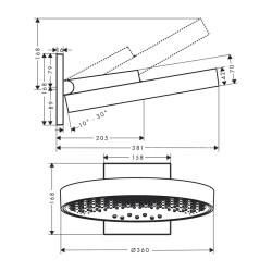 HansGrohe Rainfinity Tepe Duşu 360 3Jet, Duvar Bağlantısı İle - 26234000 - 2