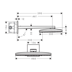 HansGrohe Rainmaker Select Tepe Duşu 460 2 Jet, Duş Dirseği İle - 24005600 - 2