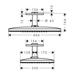 HansGrohe Rainmaker Select Tepe Duşu 460 3 Jet, Tavan Bağlantısı İle - 24006600 - 2