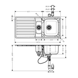 HansGrohe S41 S4113 - F540 Gömme Eviye 340/150 Damlalık İle - 43339800 - 2