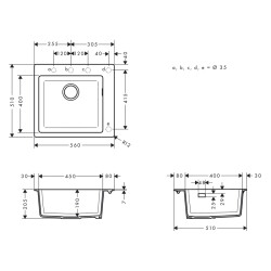 HansGrohe S51 S510 - F450 Ankastre Eviye 450 - 43312290 - 2