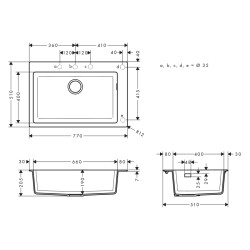 HansGrohe S51 S510 - F660 Ankastre Eviye 660 - 43313290 - 2