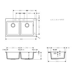 HansGrohe S51 S510 - F770 Ankastre Eviye 370/370 - 43316170 - 2