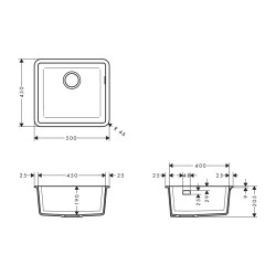 HansGrohe S51 S510 - U450 Tezgah Altı Eviye 450 - 43431170 - 2