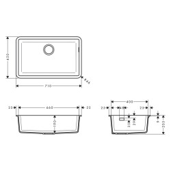 HansGrohe S51 S510 - U660 Tezgah Altı Eviye 660 - 43432170 - 2