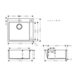 HansGrohe S71 S712 - F450 Ankastre Eviye 450 - 43305800 - 2