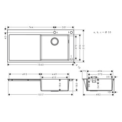 HansGrohe S71 S717 - F450 Ankastre Eviye 450, Damlalıklı - 43307800 - 2